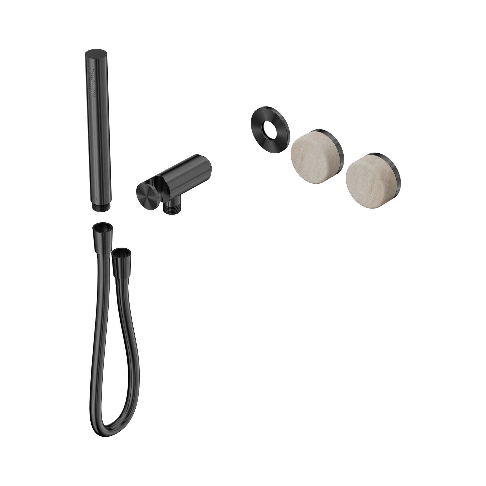 Nero Serenity Progressive Shower System With Rome Travertine Handle And Slim Shower Trim Kit Only, Gun Metal