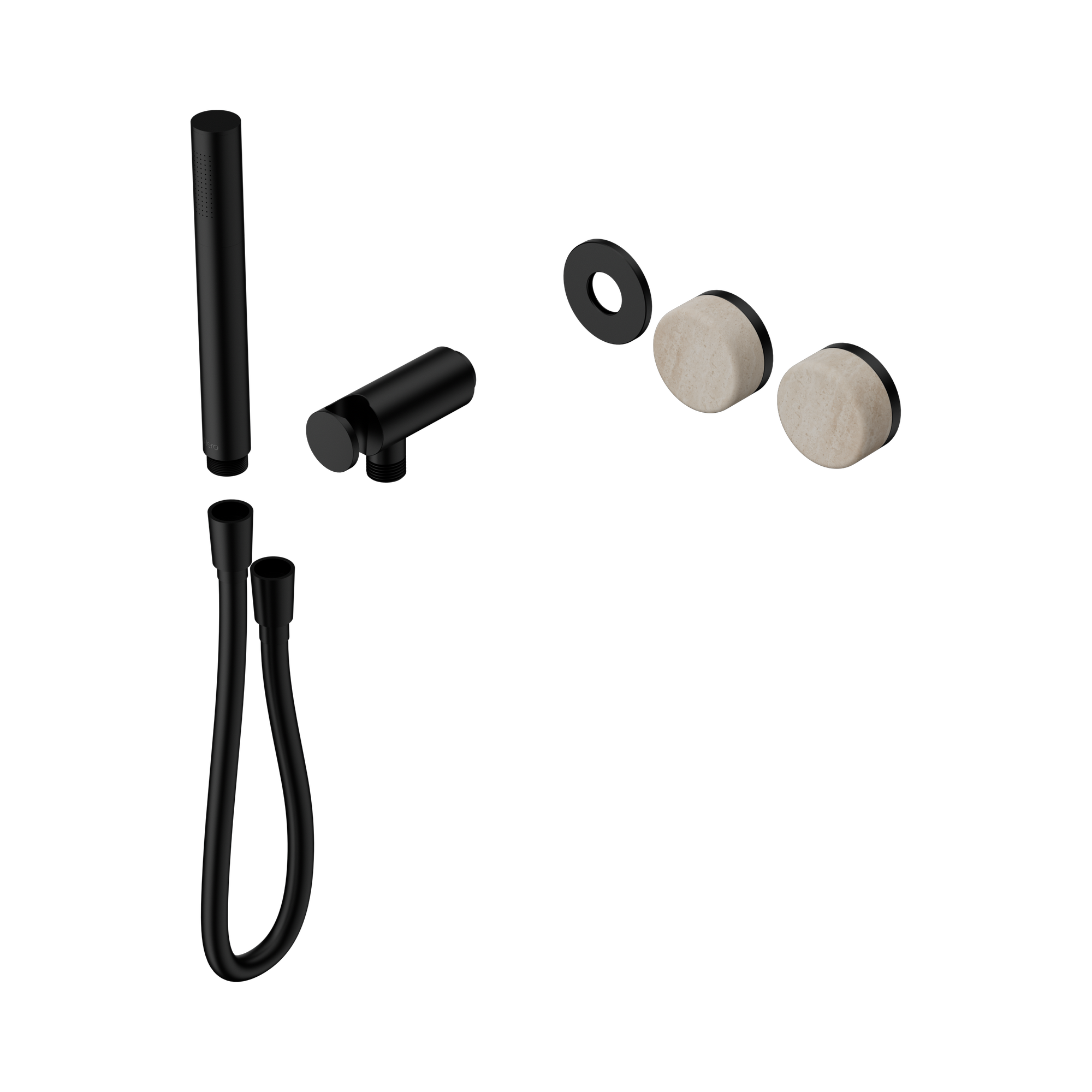 Nero Serenity Progressive Shower System With Rome Travertine Handle And Slim Shower Trim Kit Only, Matte Black