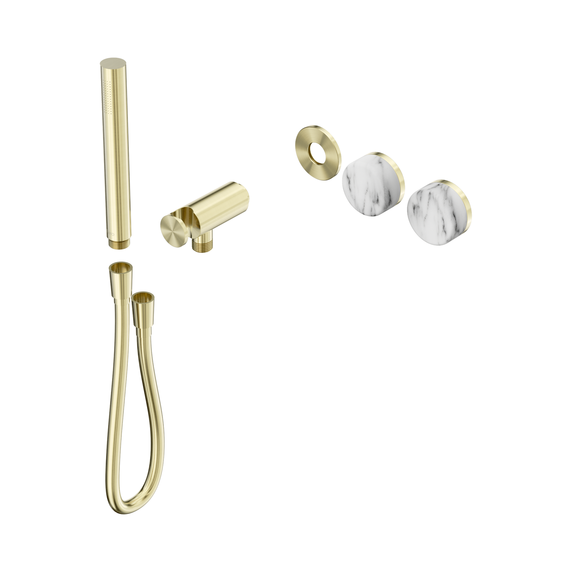 Nero Serenity Progressive Shower System With Arabescato Corchia Handle And Slim Shower Trim Kit Only, Brushed Gold