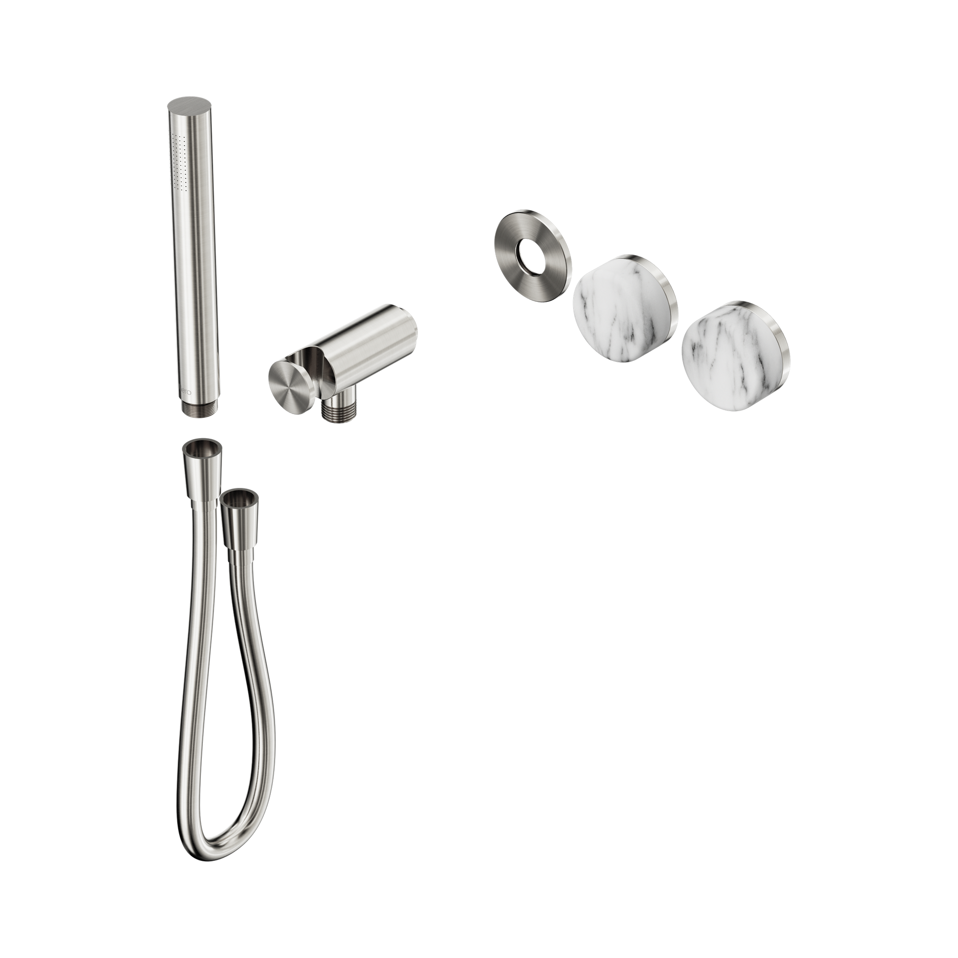 Nero Serenity Progressive Shower System With Arabescato Corchia Handle And Slim Shower Trim Kit Only, Brushed Nickel