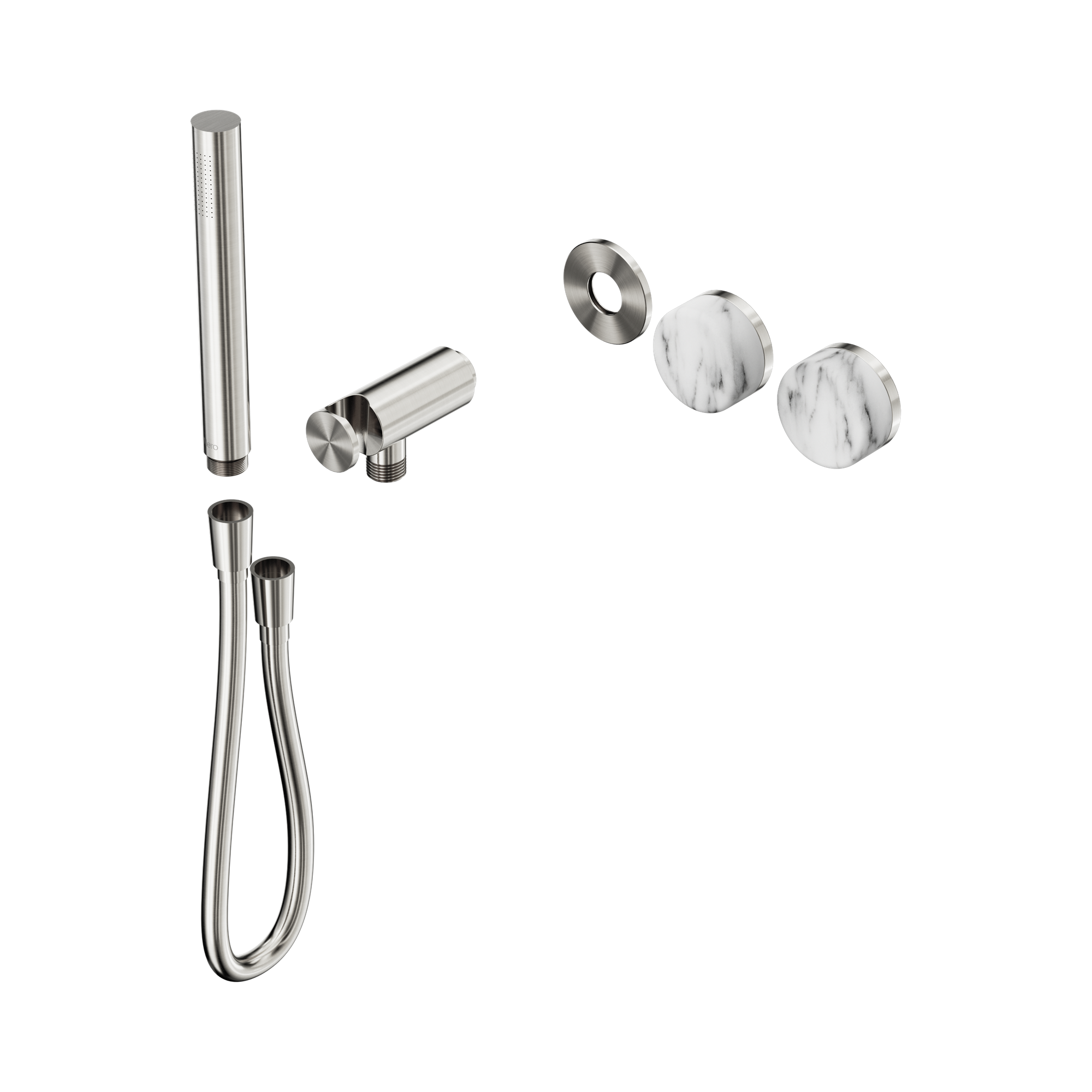 Nero Serenity Progressive Shower System With Arabescato Corchia Handle And Slim Shower Trim Kit Only, Brushed Nickel