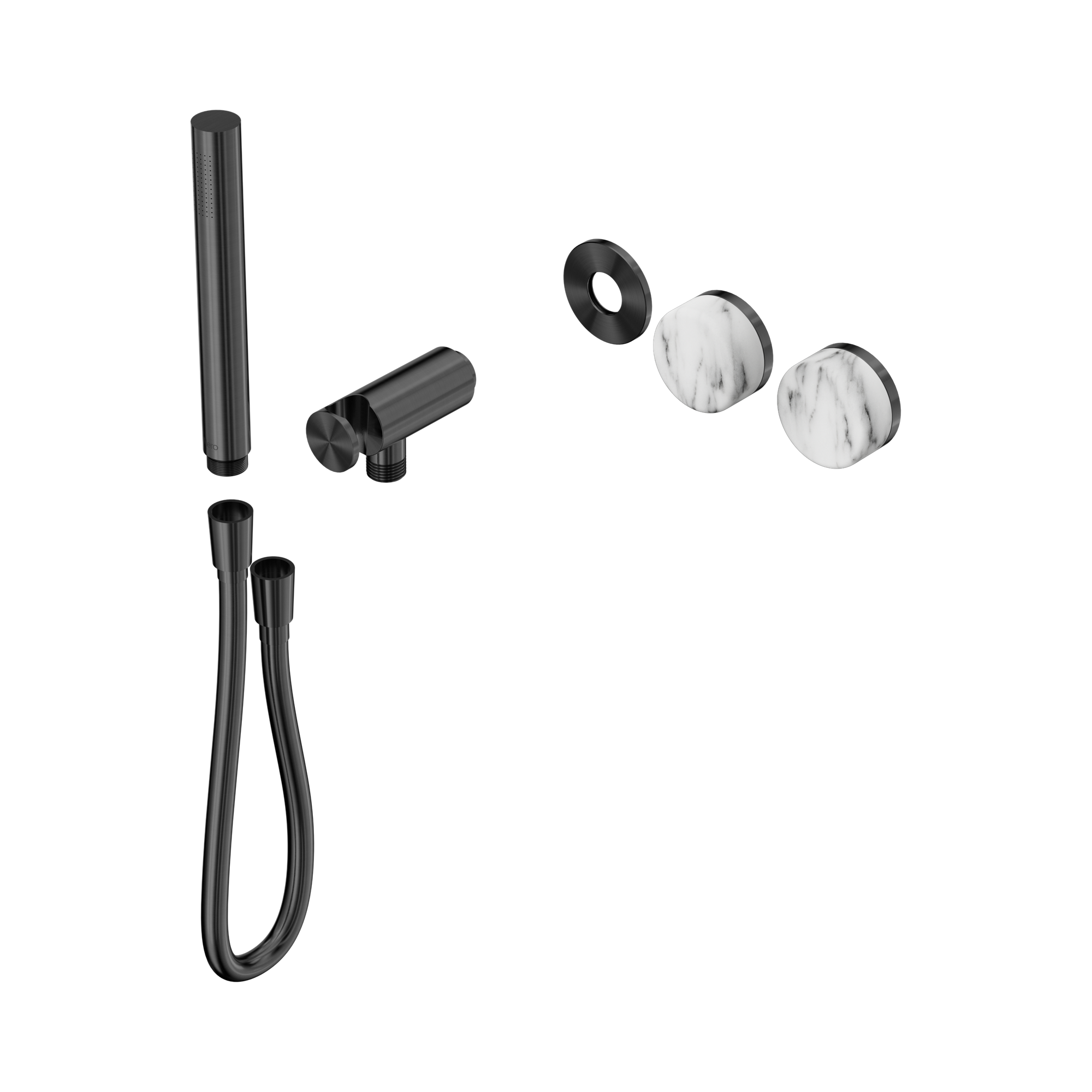 Nero Serenity Progressive Shower System With Arabescato Corchia Handle And Slim Shower Trim Kit Only, Gun Metal