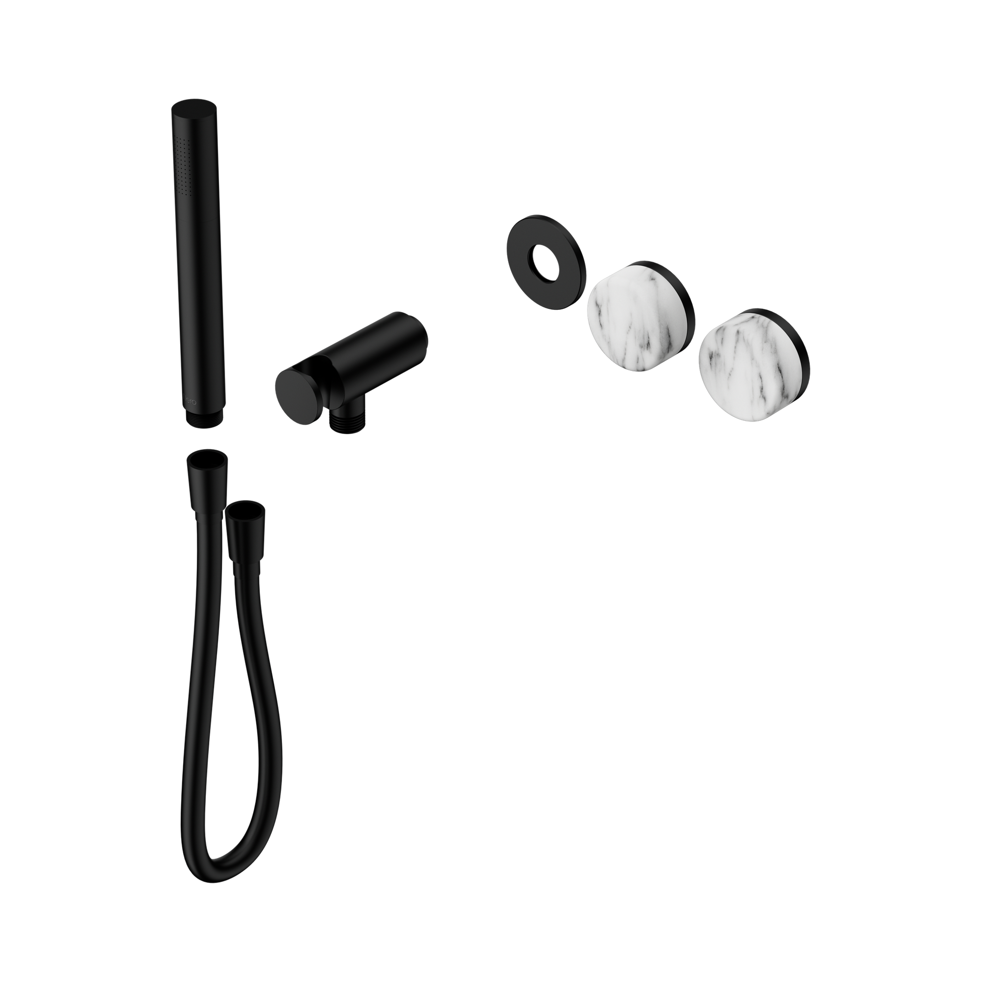 Nero Serenity Progressive Shower System With Arabescato Corchia Handle And Slim Shower Trim Kit Only, Matte Black