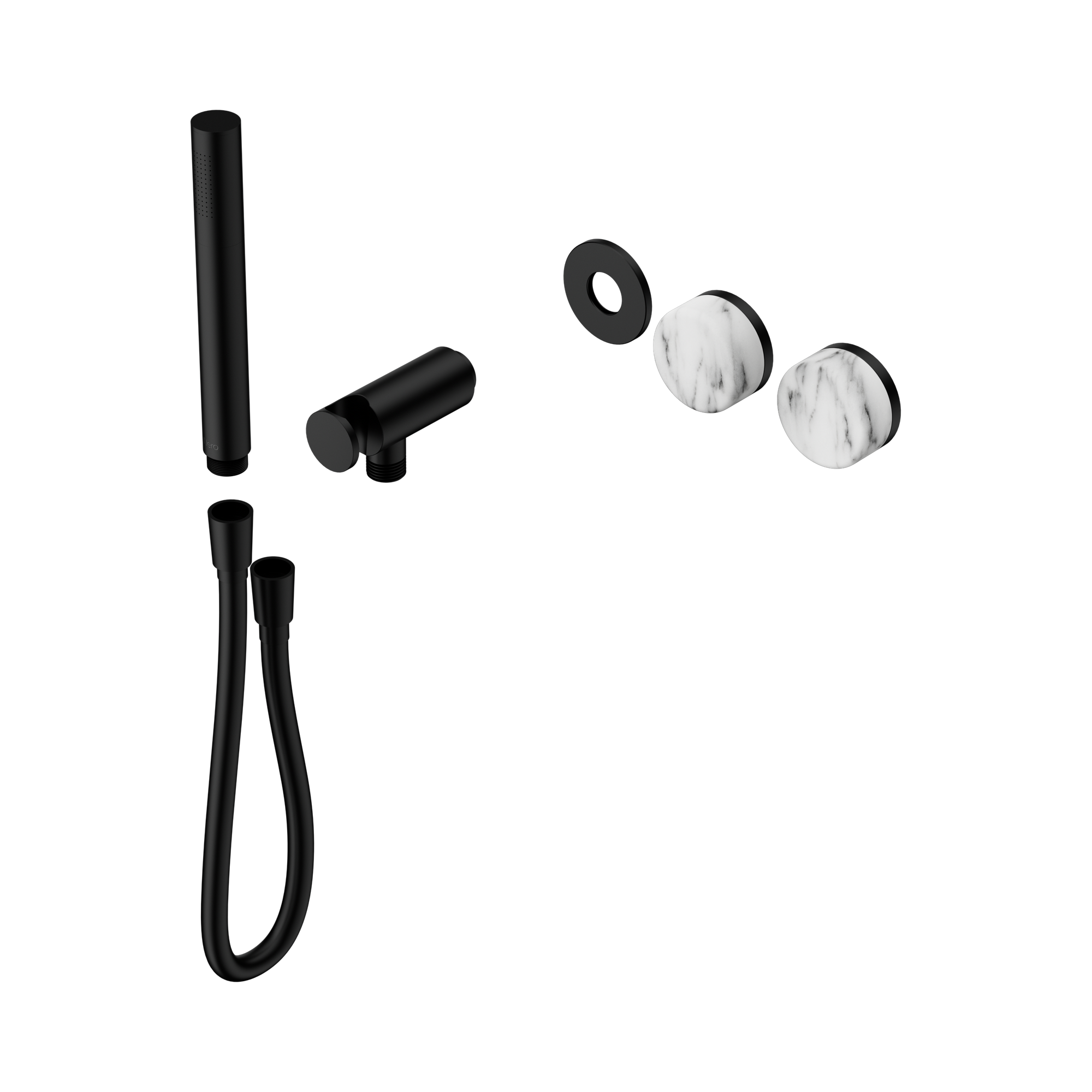Nero Serenity Progressive Shower System With Arabescato Corchia Handle And Slim Shower Trim Kit Only, Matte Black