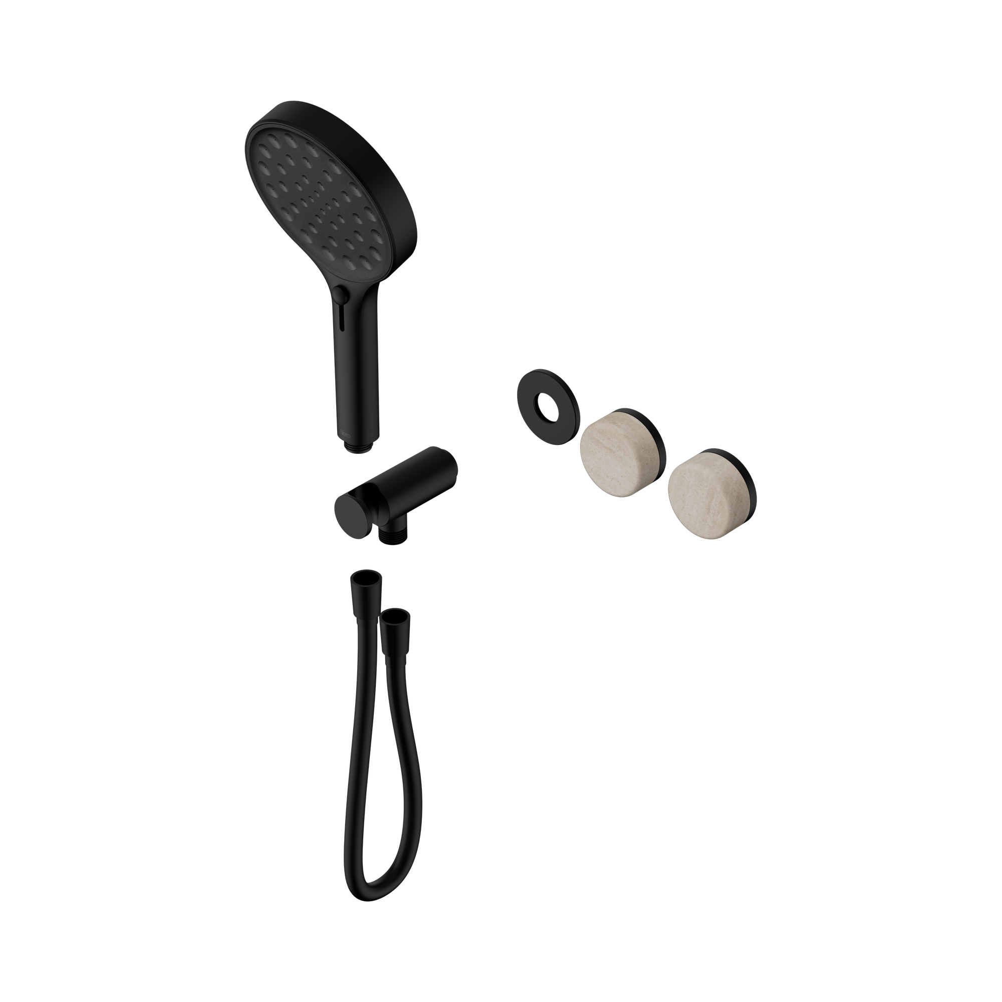 Nero Serenity Progressive Shower System With Rome Travertine Handle And Serenity Hand Shower Trim Kit Only, Matte Black