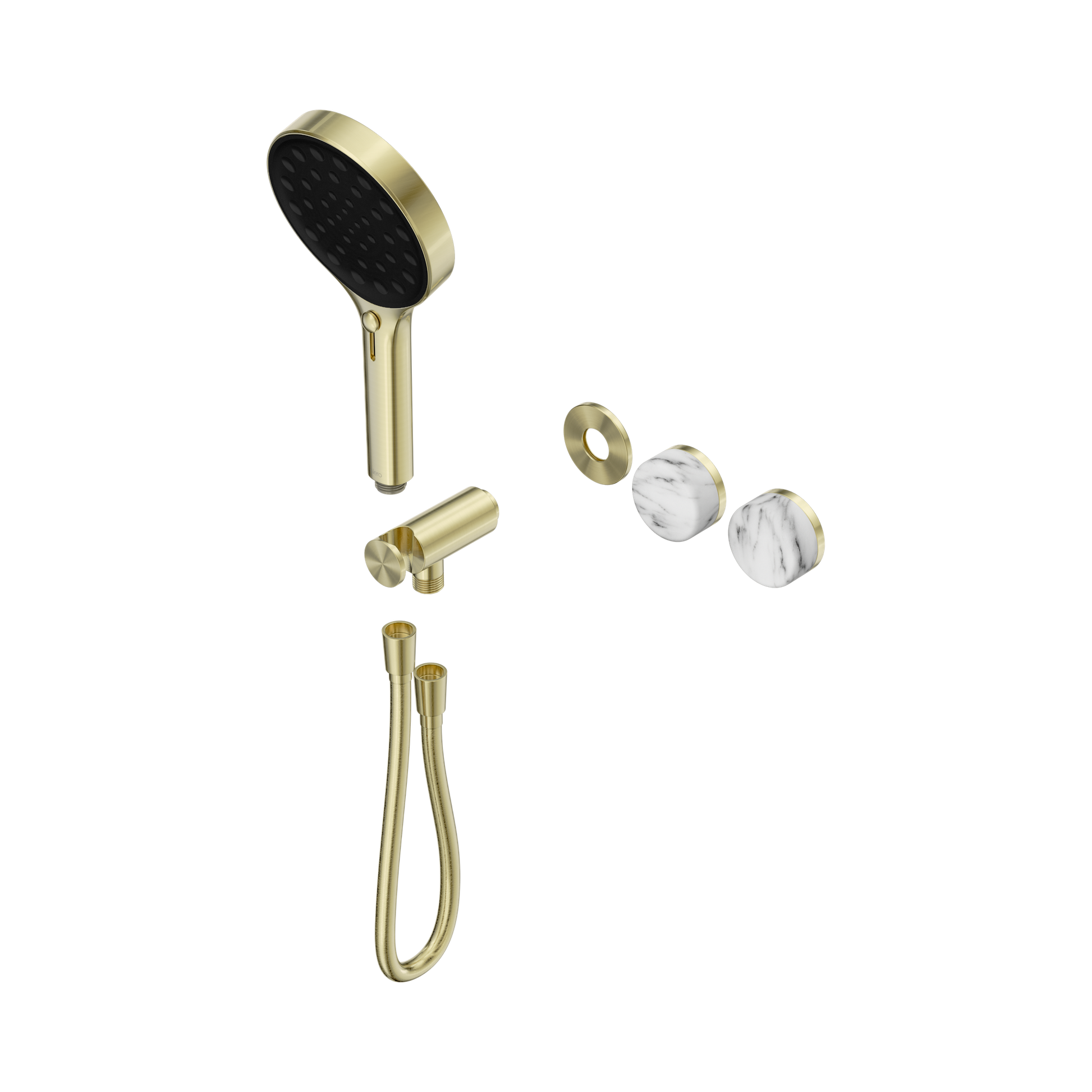 Nero Serenity Progressive Shower System With Arabescato Corchia Handle And Serenity Hand Shower Trim Kit Only, Brushed Gold
