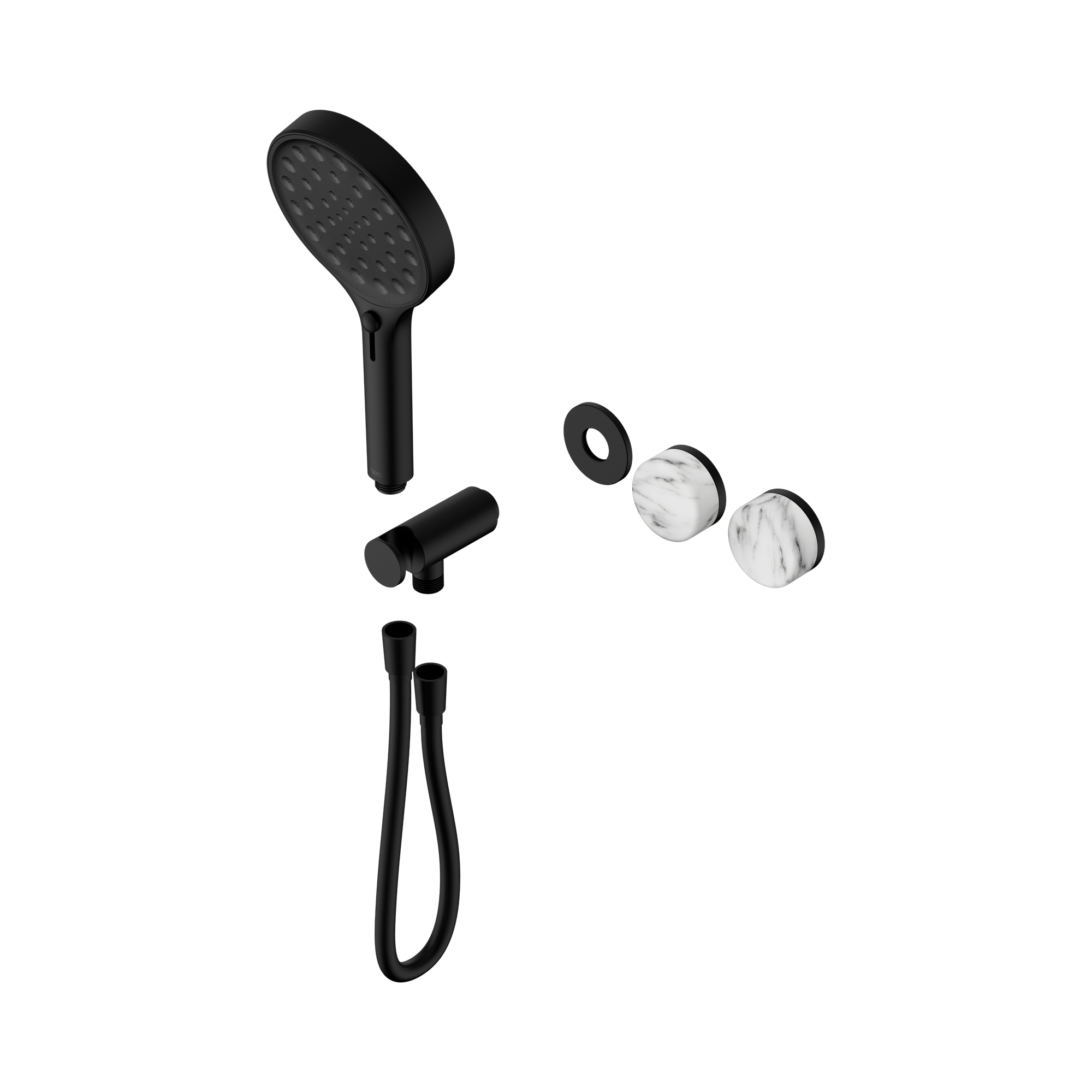 Nero Serenity Progressive Shower System With Arabescato Corchia Handle And Serenity Hand Shower Trim Kit Only, Matte Black
