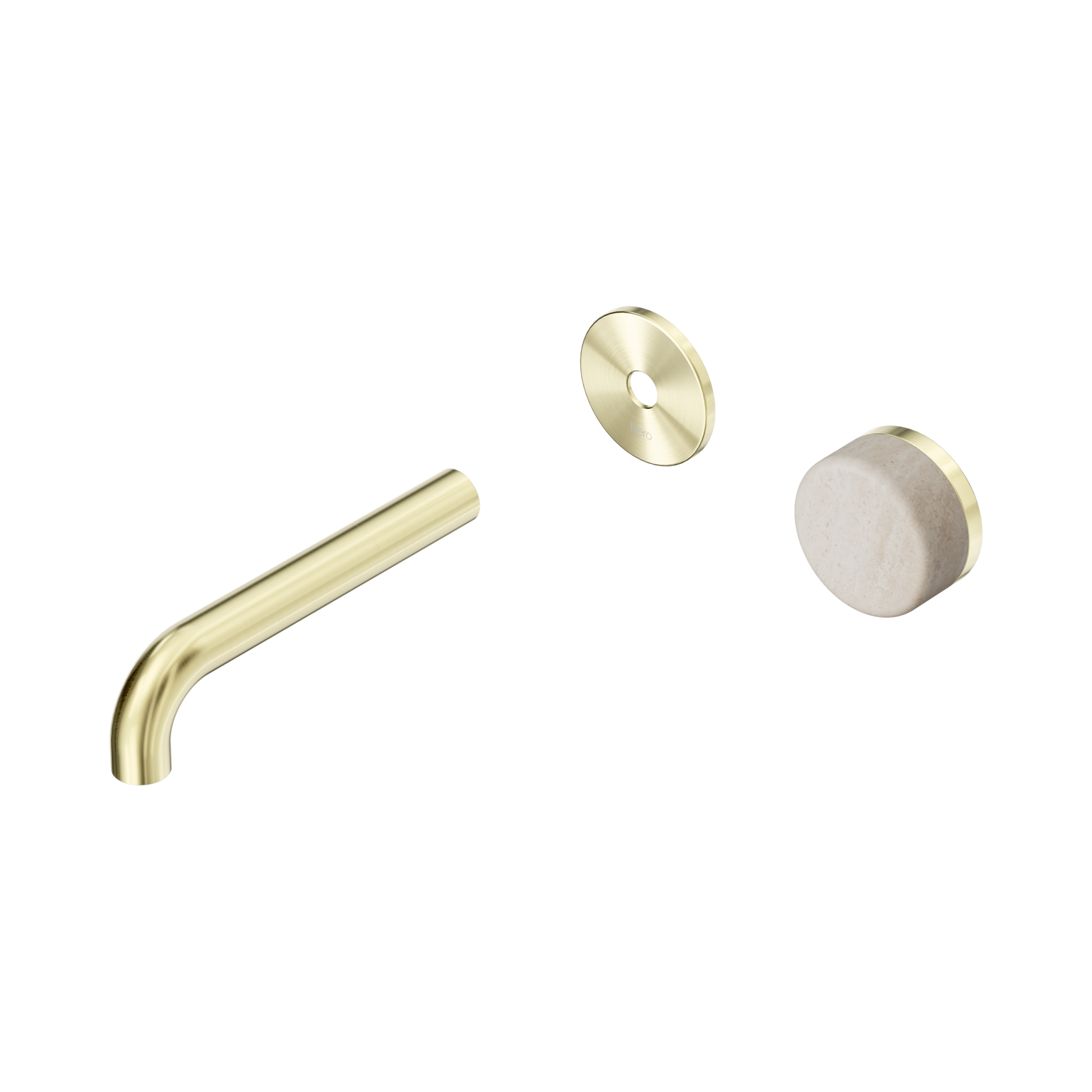 Nero Serenity Progressive Wall Basin Mixer 160mm Spout With Rome Travertine Handle Trim Kit Only, Brushed Gold