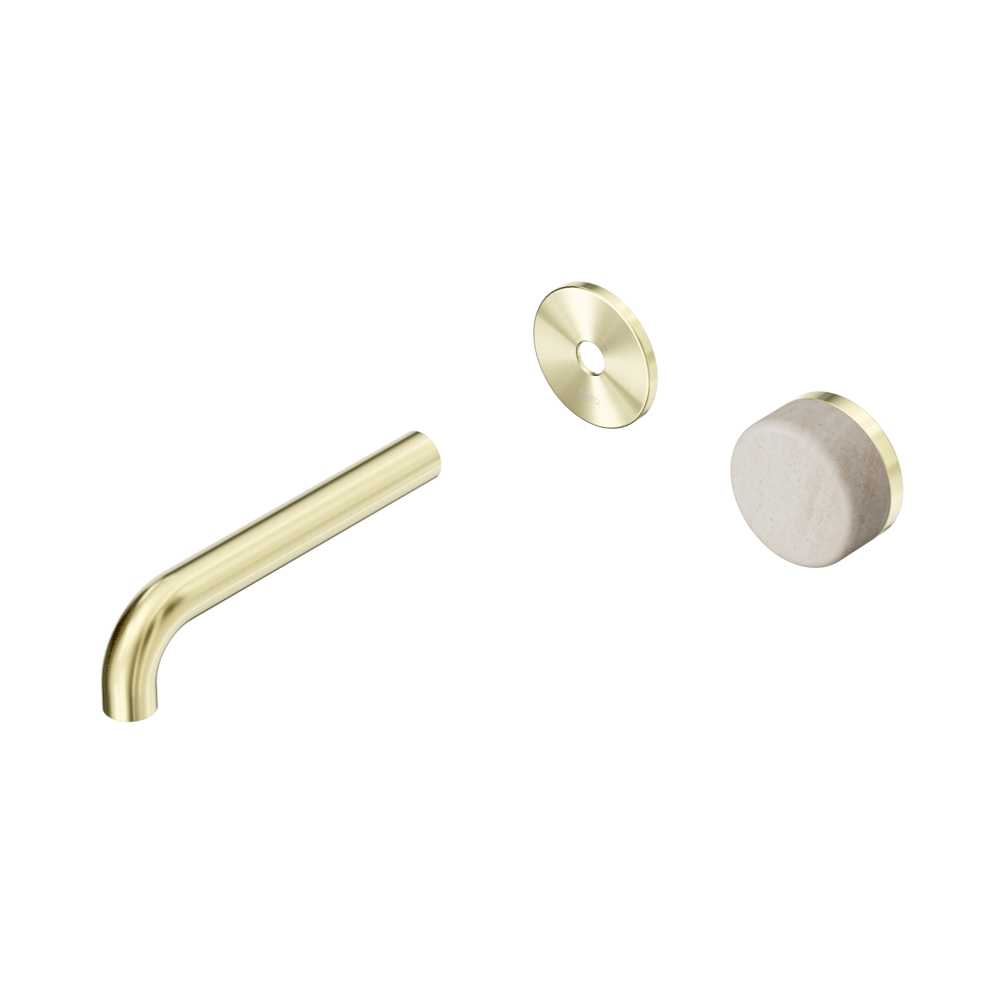Nero Serenity Progressive Wall Basin Mixer 160mm Spout With Rome Travertine Handle Trim Kit Only, Brushed Gold