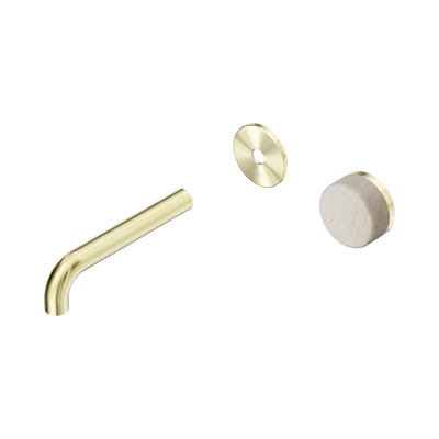 Nero Serenity Progressive Wall Basin Mixer 160mm Spout With Rome Travertine Handle Trim Kit Only, Brushed Gold