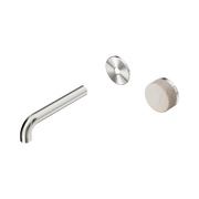 Nero Serenity Progressive Wall Basin Mixer 160mm Spout With Rome Travertine Handle Trim Kit Only, Brushed Nickel