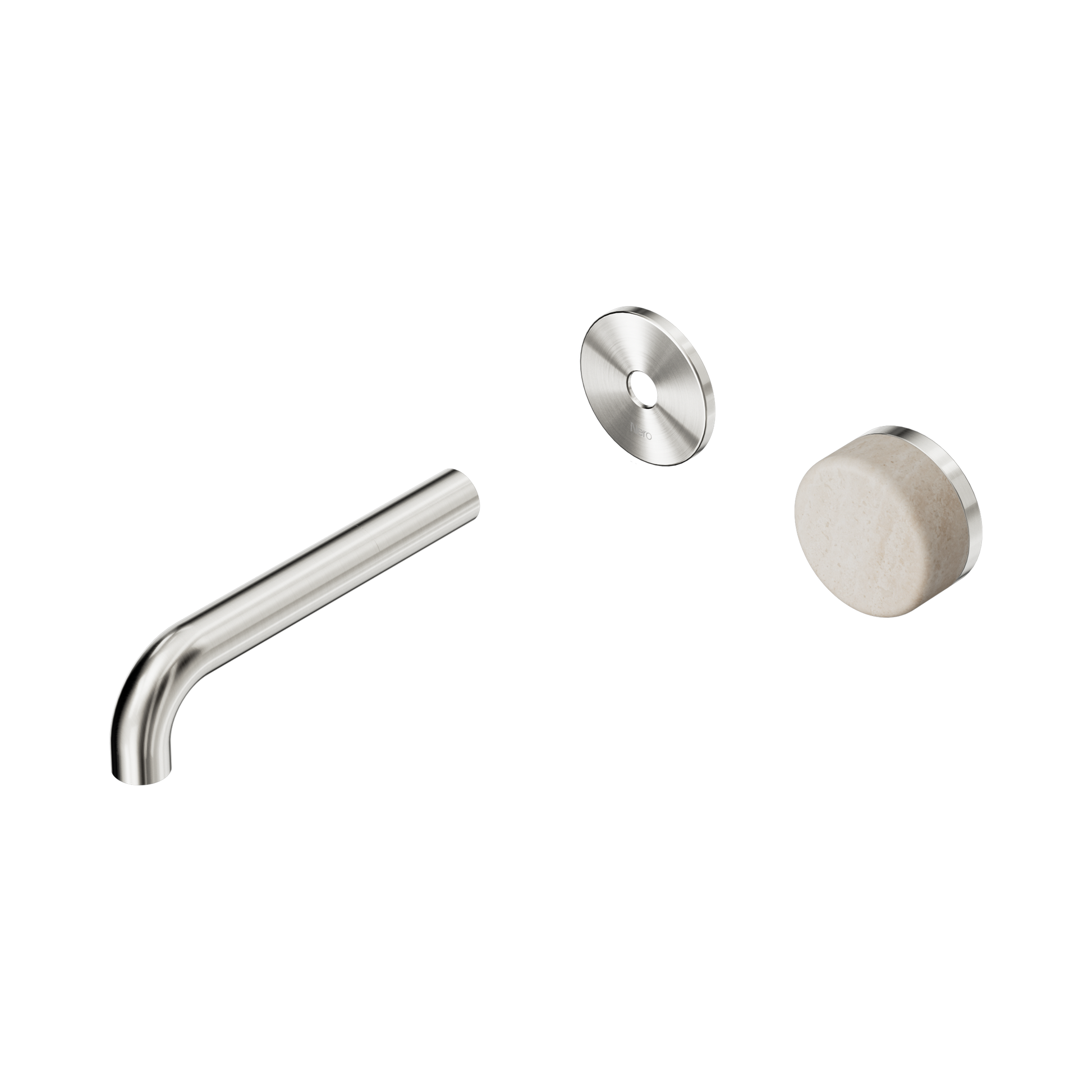 Nero Serenity Progressive Wall Basin Mixer 160mm Spout With Rome Travertine Handle Trim Kit Only, Brushed Nickel