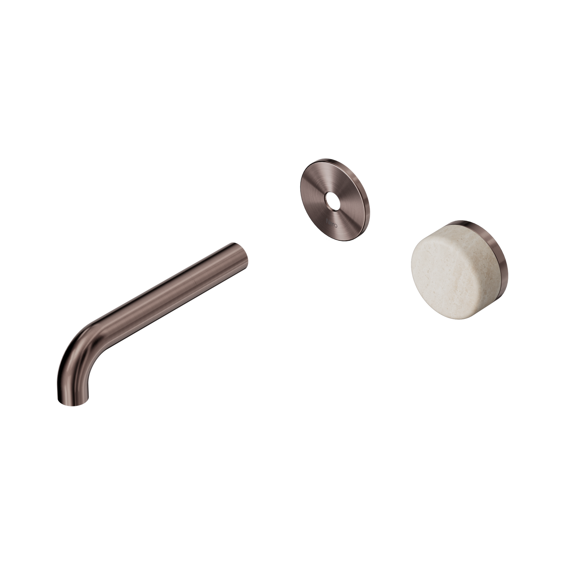 Nero Serenity Progressive Wall Basin Mixer 160mm Spout With Rome Travertine Handle Trim Kit Only, Brushed Bronze