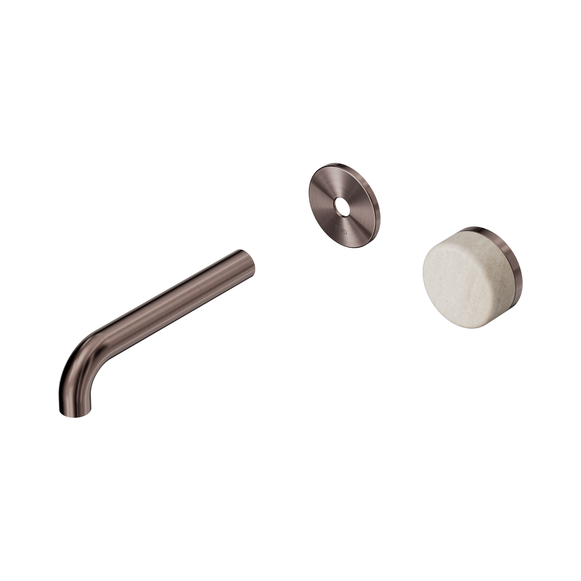Nero Serenity Progressive Wall Basin Mixer 160mm Spout With Rome Travertine Handle Trim Kit Only, Brushed Bronze