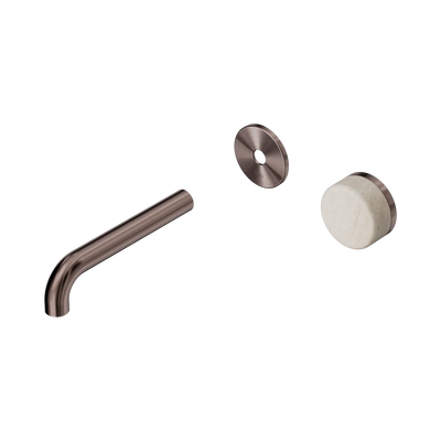Nero Serenity Progressive Wall Basin Mixer 160mm Spout With Rome Travertine Handle Trim Kit Only, Brushed Bronze