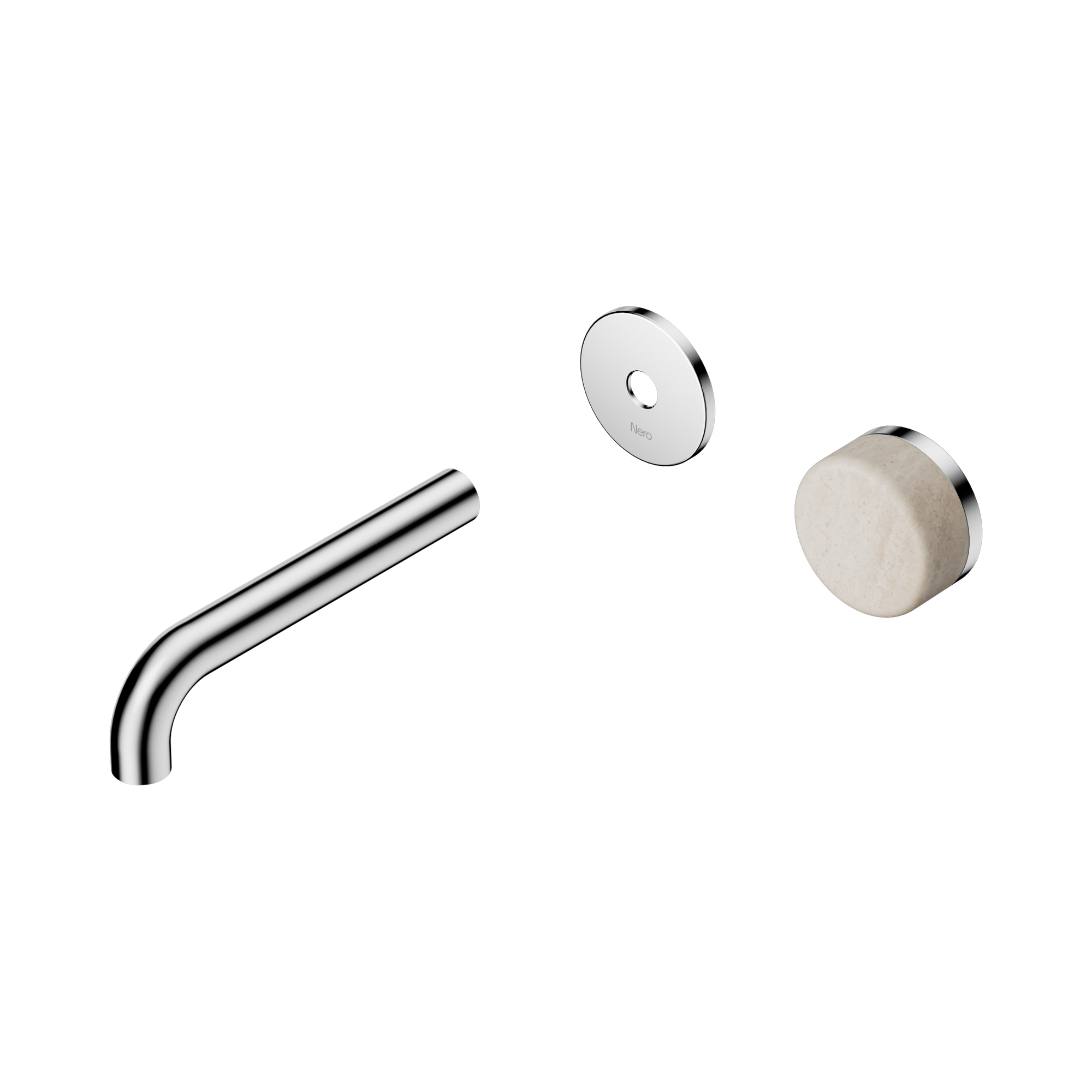 Nero Serenity Progressive Wall Basin Mixer 160mm Spout With Rome Travertine Handle Trim Kit Only, Chrome