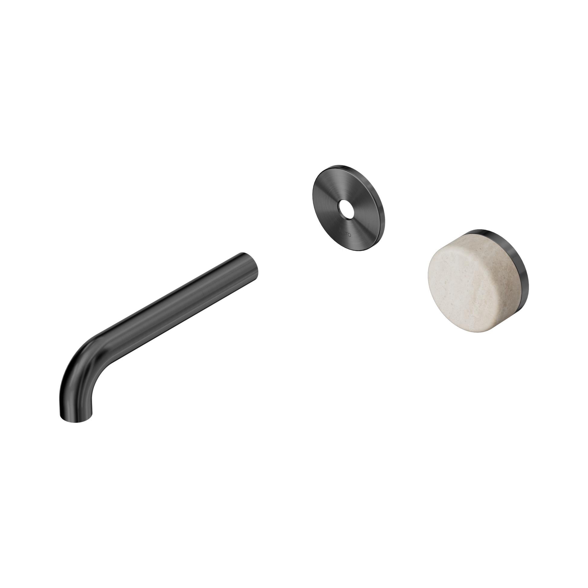 Nero Serenity Progressive Wall Basin Mixer 160mm Spout With Rome Travertine Handle Trim Kit Only, Gun Metal