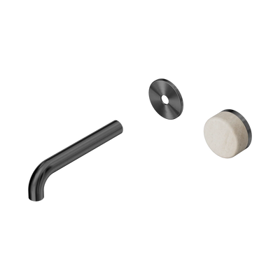 Nero Serenity Progressive Wall Basin Mixer 160mm Spout With Rome Travertine Handle Trim Kit Only, Gun Metal