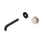 Nero Serenity Progressive Wall Basin Mixer 160mm Spout With Rome Travertine Handle Trim Kit Only, Matte Black