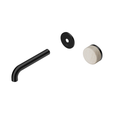 Nero Serenity Progressive Wall Basin Mixer 160mm Spout With Rome Travertine Handle Trim Kit Only, Matte Black