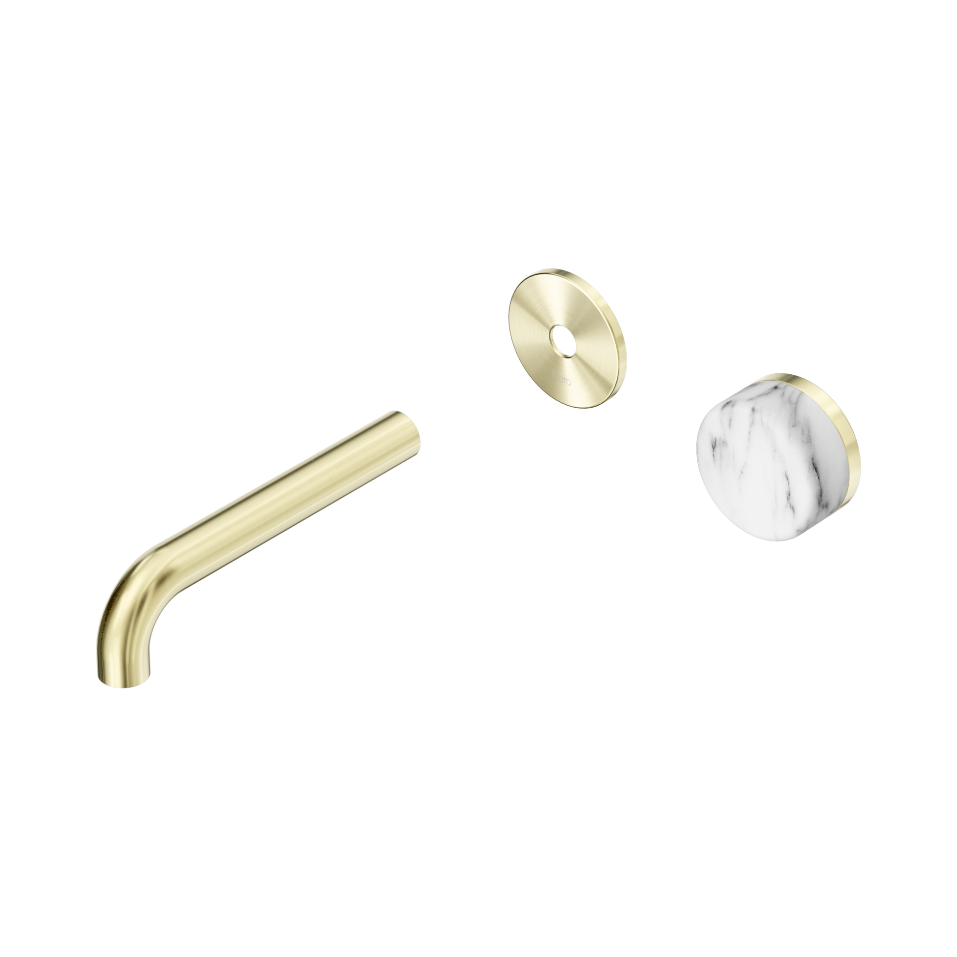 Nero Serenity Progressive Wall Basin Mixer 160mm Spout With Arabescato Corchia Handle Trim Kit Only, Brushed Gold
