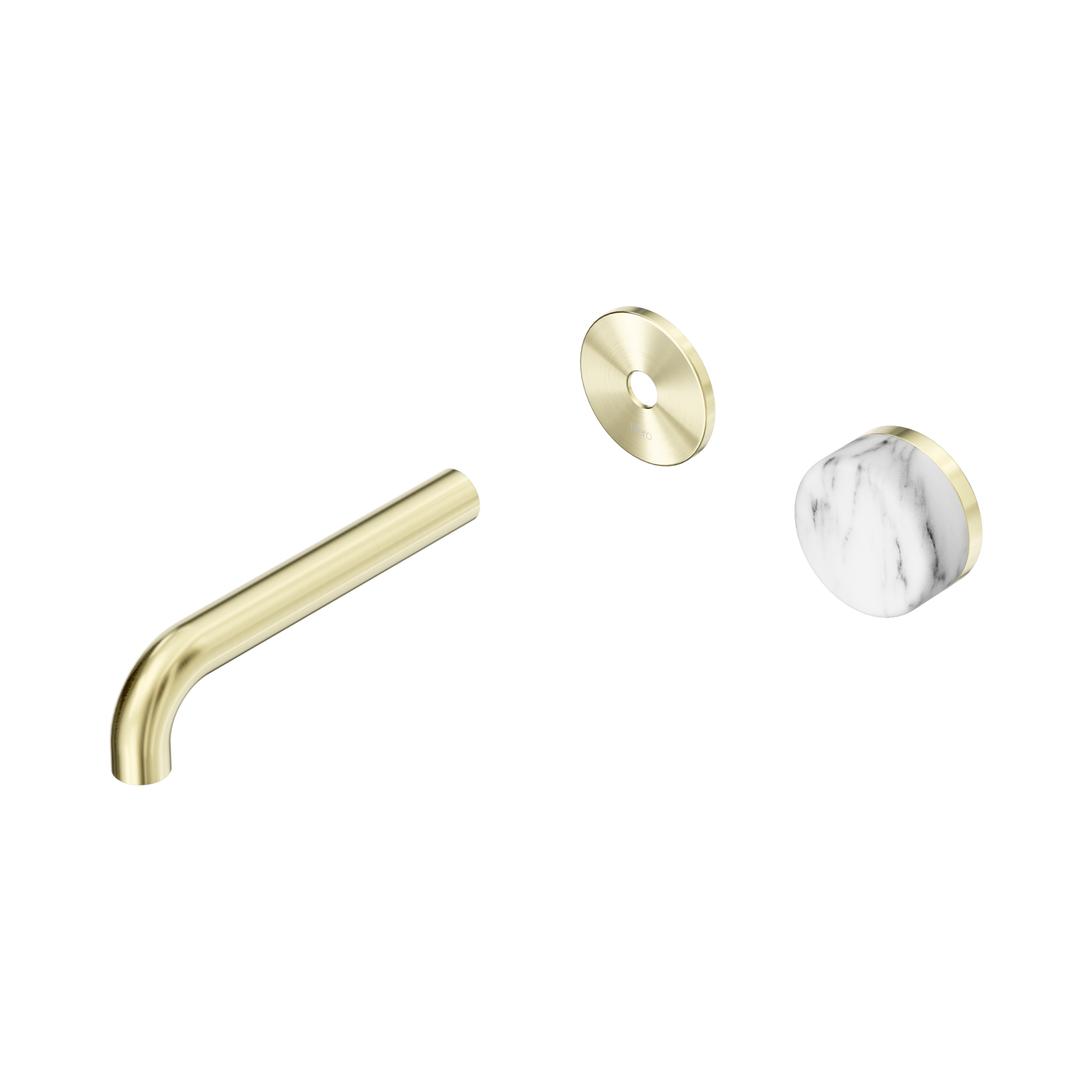 Nero Serenity Progressive Wall Basin Mixer 160mm Spout With Arabescato Corchia Handle Trim Kit Only, Brushed Gold