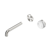 Nero Serenity Progressive Wall Basin Mixer 160mm Spout With Arabescato Corchia Handle Trim Kit Only, Brushed Nickel