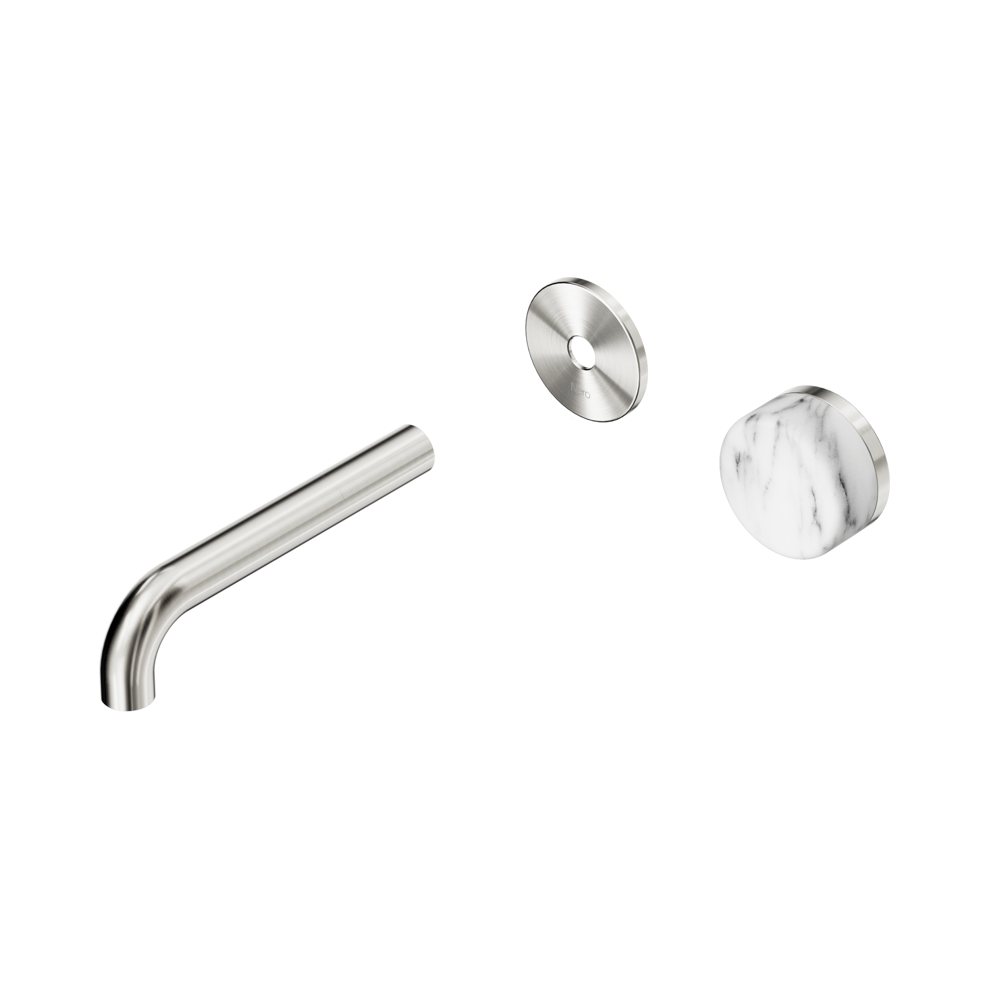 Nero Serenity Progressive Wall Basin Mixer 160mm Spout With Arabescato Corchia Handle Trim Kit Only, Brushed Nickel