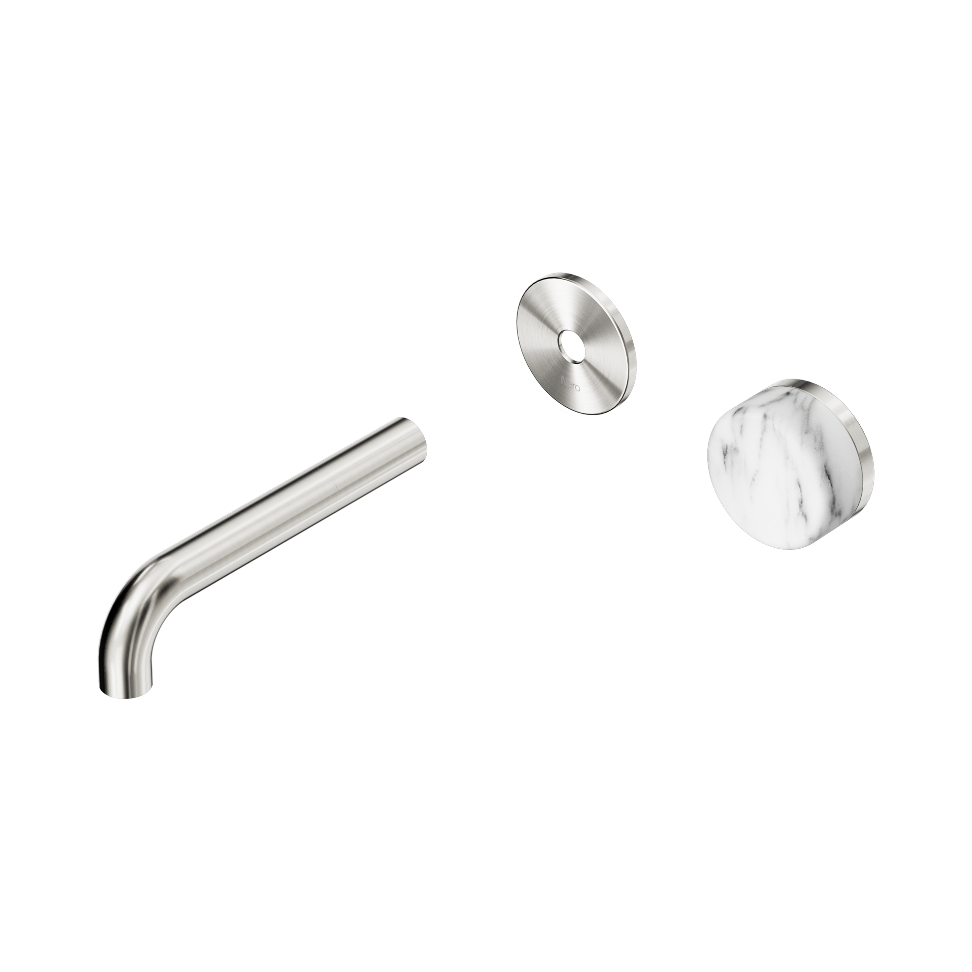 Nero Serenity Progressive Wall Basin Mixer 160mm Spout With Arabescato Corchia Handle Trim Kit Only, Brushed Nickel