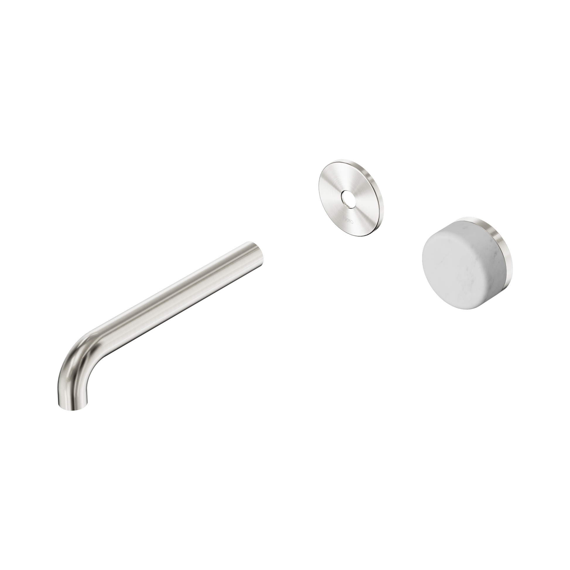 Nero Serenity Progressive Wall Basin Mixer 185mm Spout With Carrara Handle Trim Kit Only, Brushed Nickel