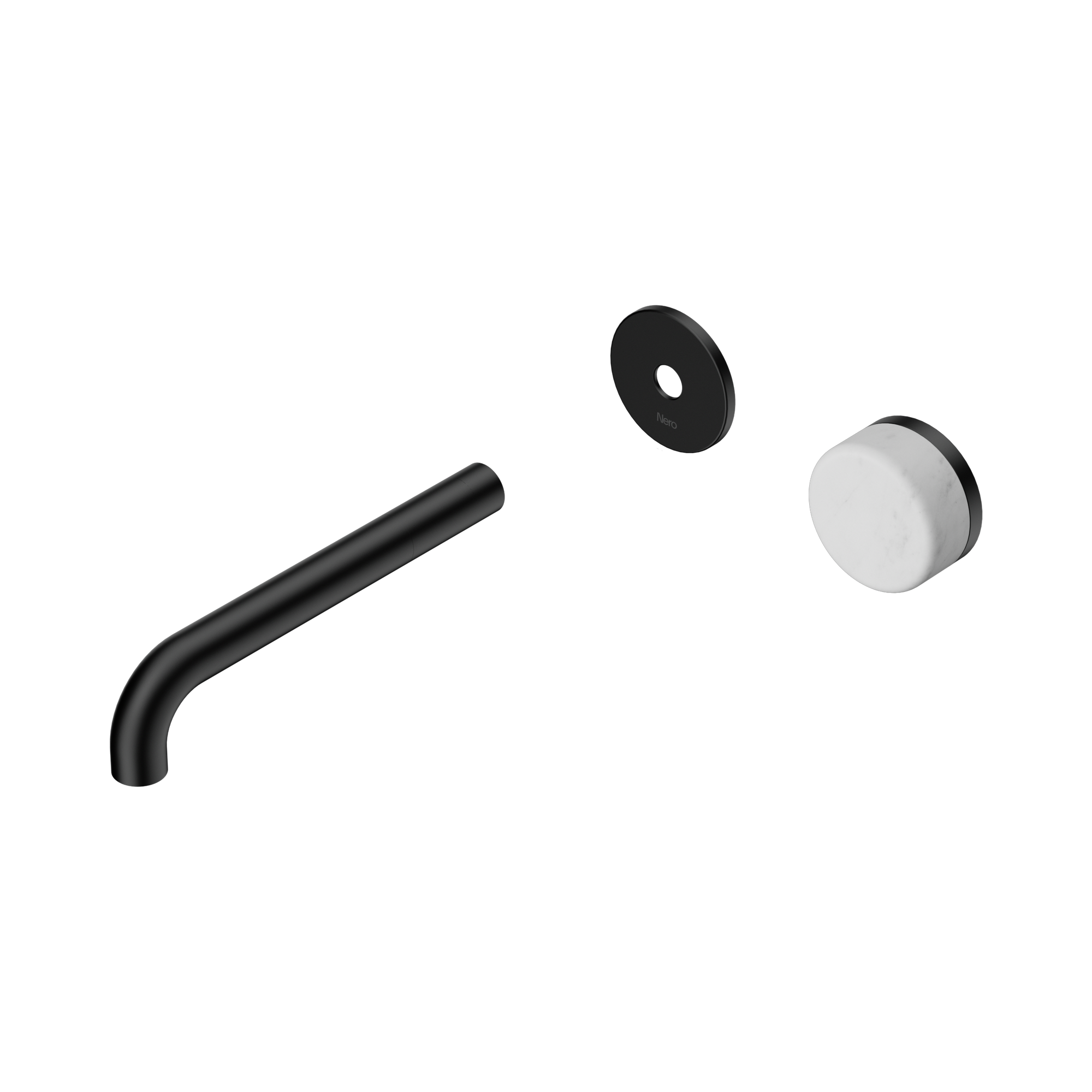 Nero Serenity Progressive Wall Basin Mixer 185mm Spout With Carrara Handle Trim Kit Only, Matte Black