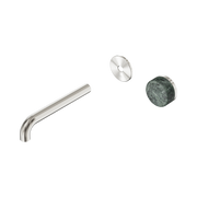 Nero Serenity Progressive Wall Basin Mixer 185mm Spout With Verde Alpi Handle Trim Kit Only, Brushed Nickel
