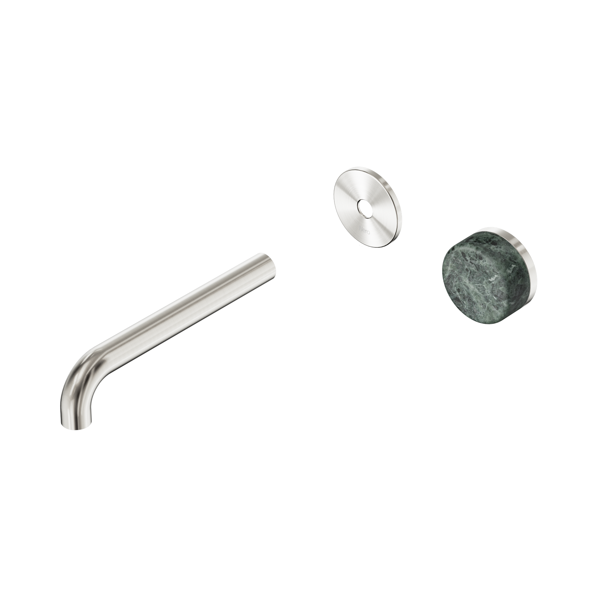 Nero Serenity Progressive Wall Basin Mixer 185mm Spout With Verde Alpi Handle Trim Kit Only, Brushed Nickel