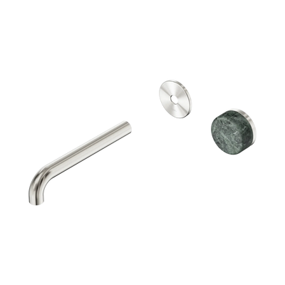Nero Serenity Progressive Wall Basin Mixer 185mm Spout With Verde Alpi Handle Trim Kit Only, Brushed Nickel