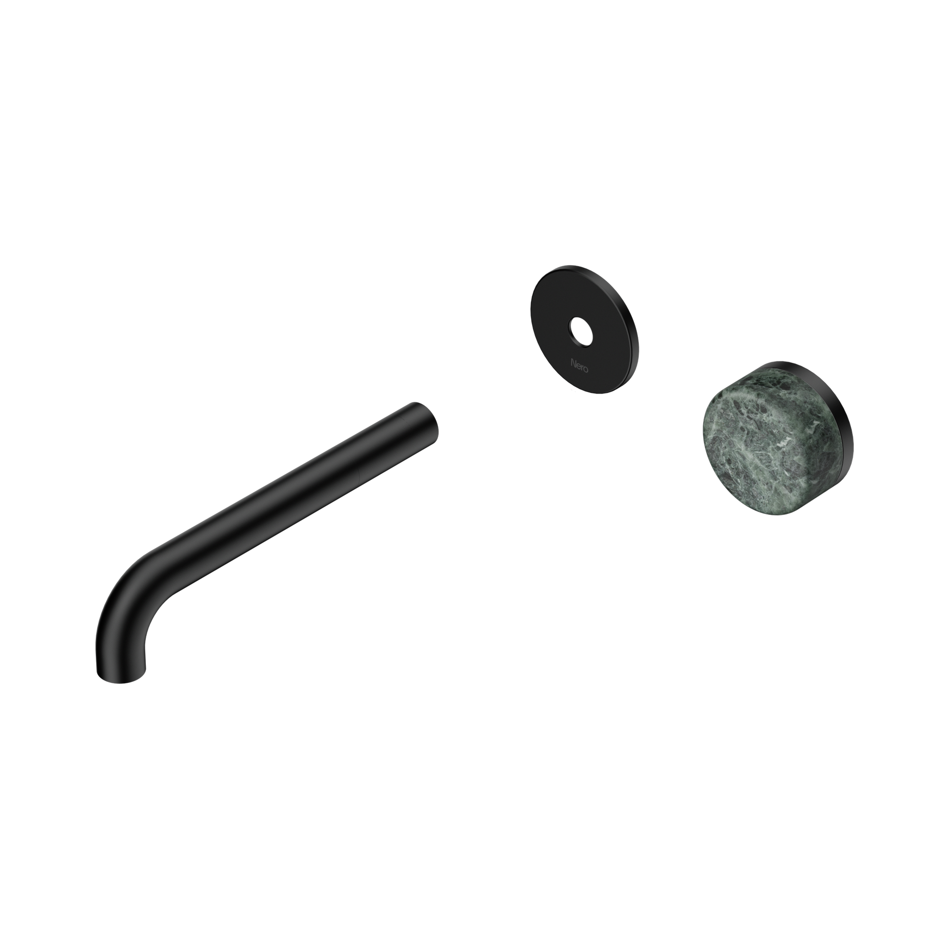 Nero Serenity Progressive Wall Basin Mixer 185mm Spout With Verde Alpi Handle Trim Kit Only, Matte Black