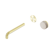 Nero Serenity Progressive Wall Basin Mixer 185mm Spout With Rome Travertine Handle Trim Kit Only, Brushed Gold