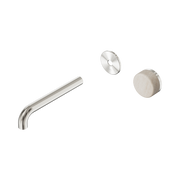 Nero Serenity Progressive Wall Basin Mixer 185mm Spout With Rome Travertine Handle Trim Kit Only, Brushed Nickel