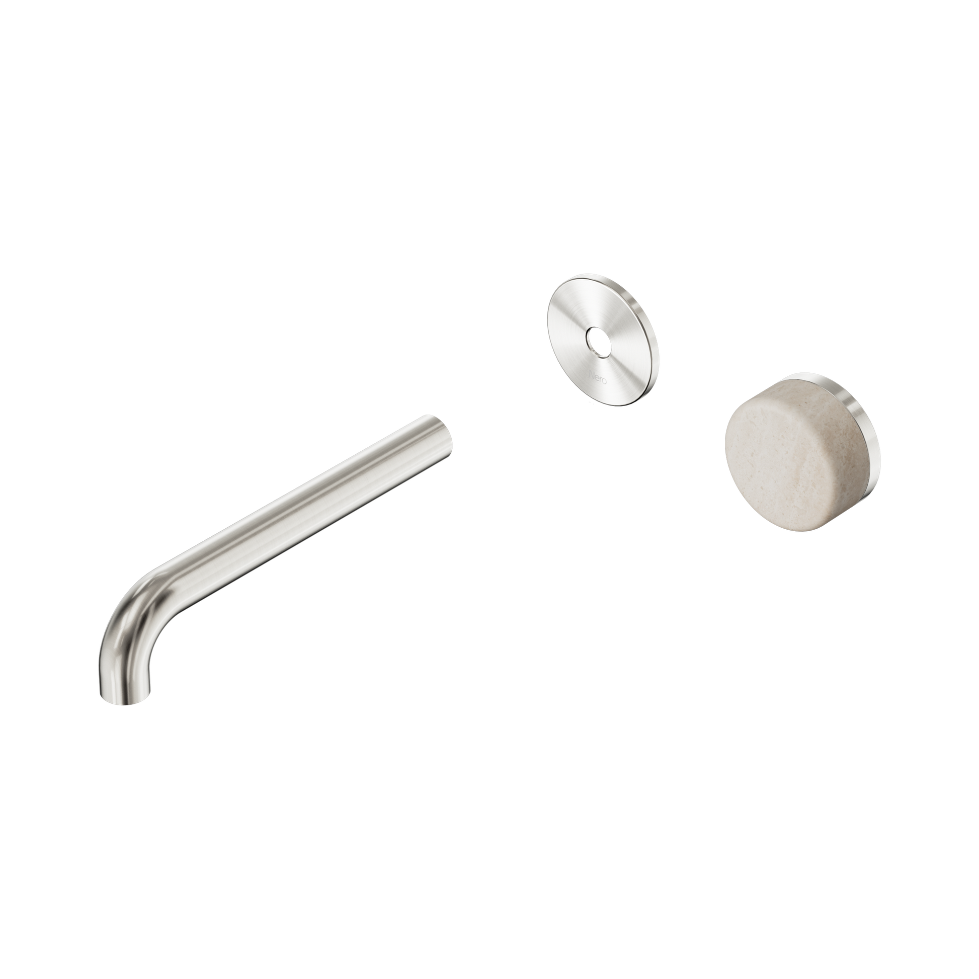 Nero Serenity Progressive Wall Basin Mixer 185mm Spout With Rome Travertine Handle Trim Kit Only, Brushed Nickel