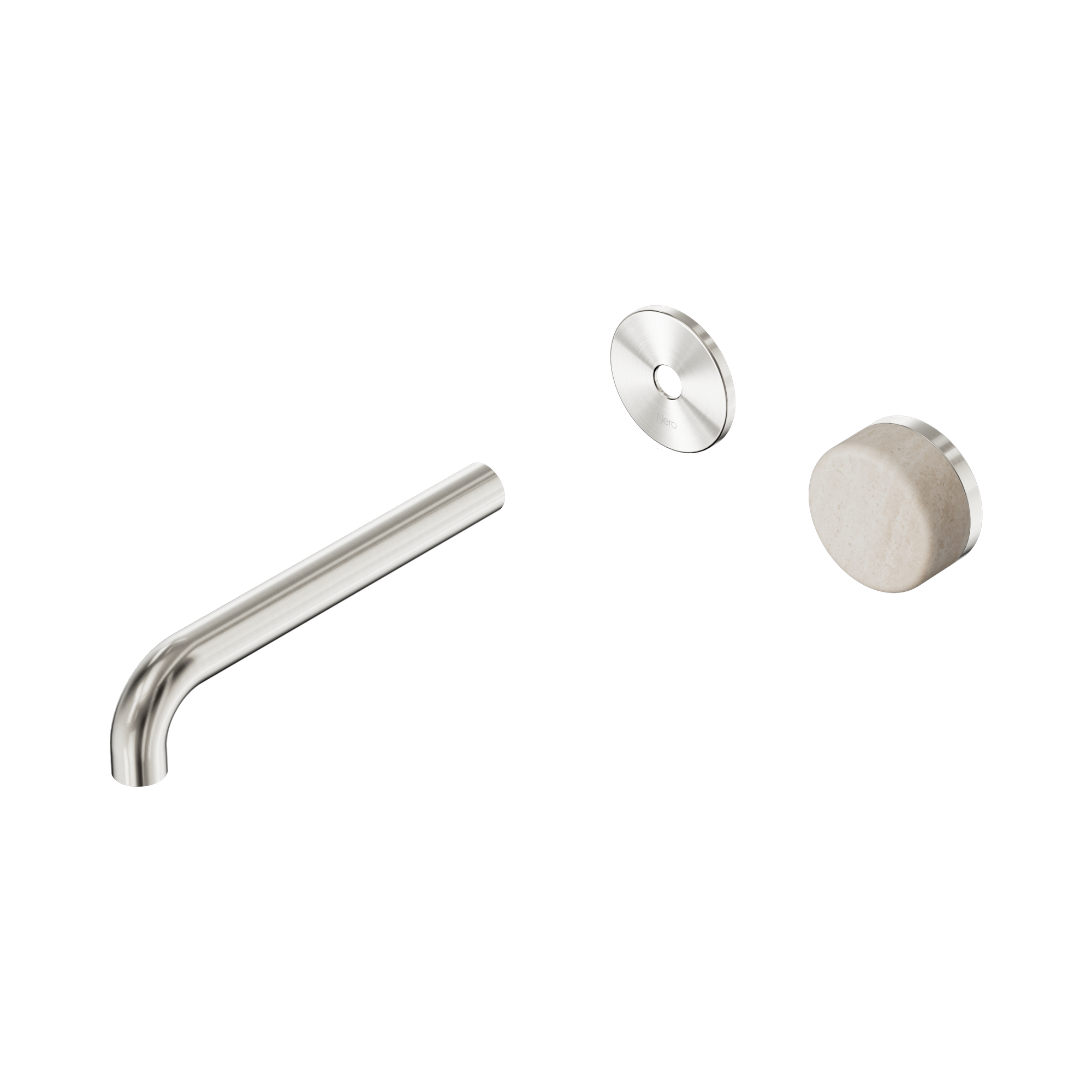 Nero Serenity Progressive Wall Basin Mixer 185mm Spout With Rome Travertine Handle Trim Kit Only, Brushed Nickel