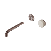 Nero Serenity Progressive Wall Basin Mixer 185mm Spout With Rome Travertine Handle Trim Kit Only, Brushed Bronze