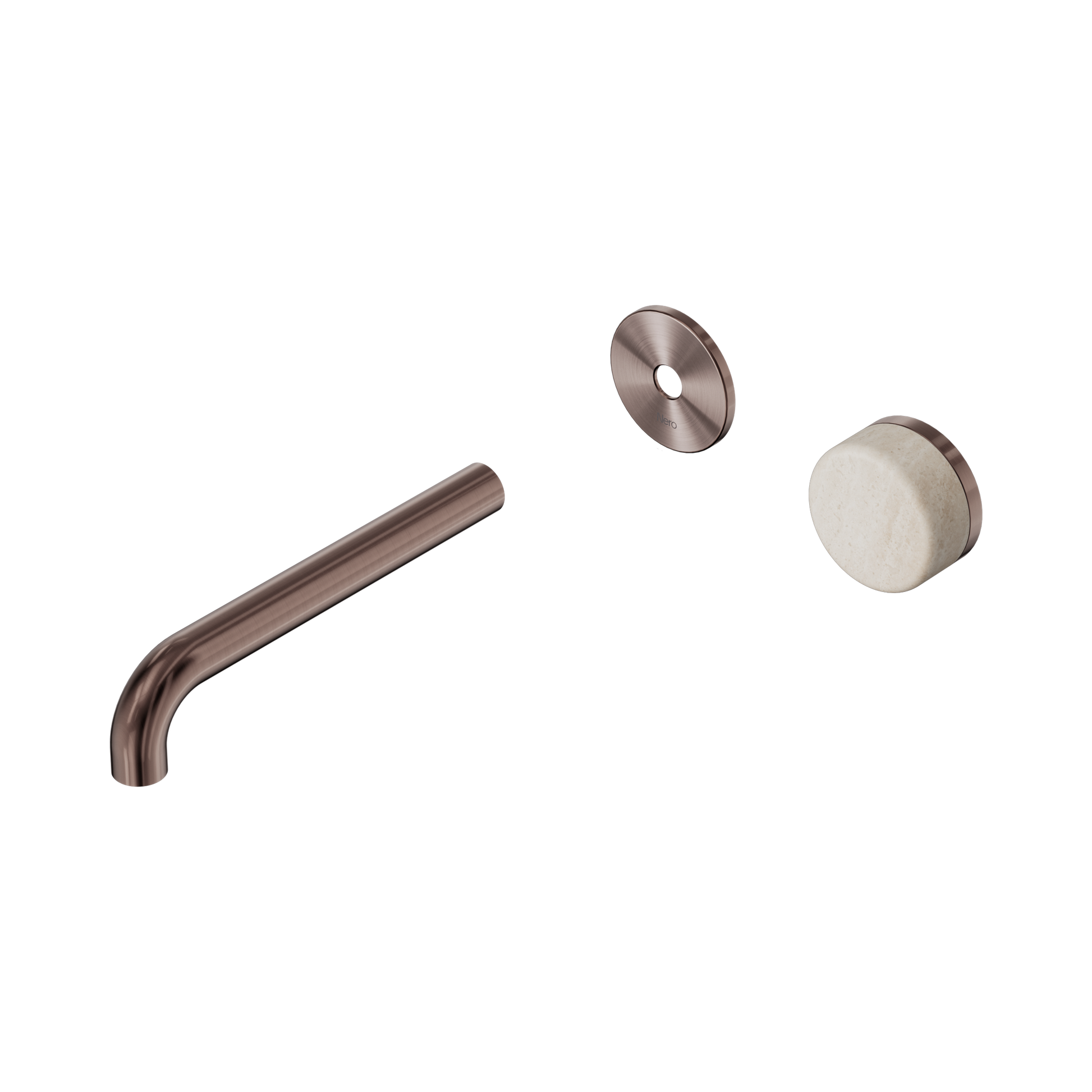 Nero Serenity Progressive Wall Basin Mixer 185mm Spout With Rome Travertine Handle Trim Kit Only, Brushed Bronze
