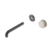 Nero Serenity Progressive Wall Basin Mixer 185mm Spout With Rome Travertine Handle Trim Kit Only, Gun Metal