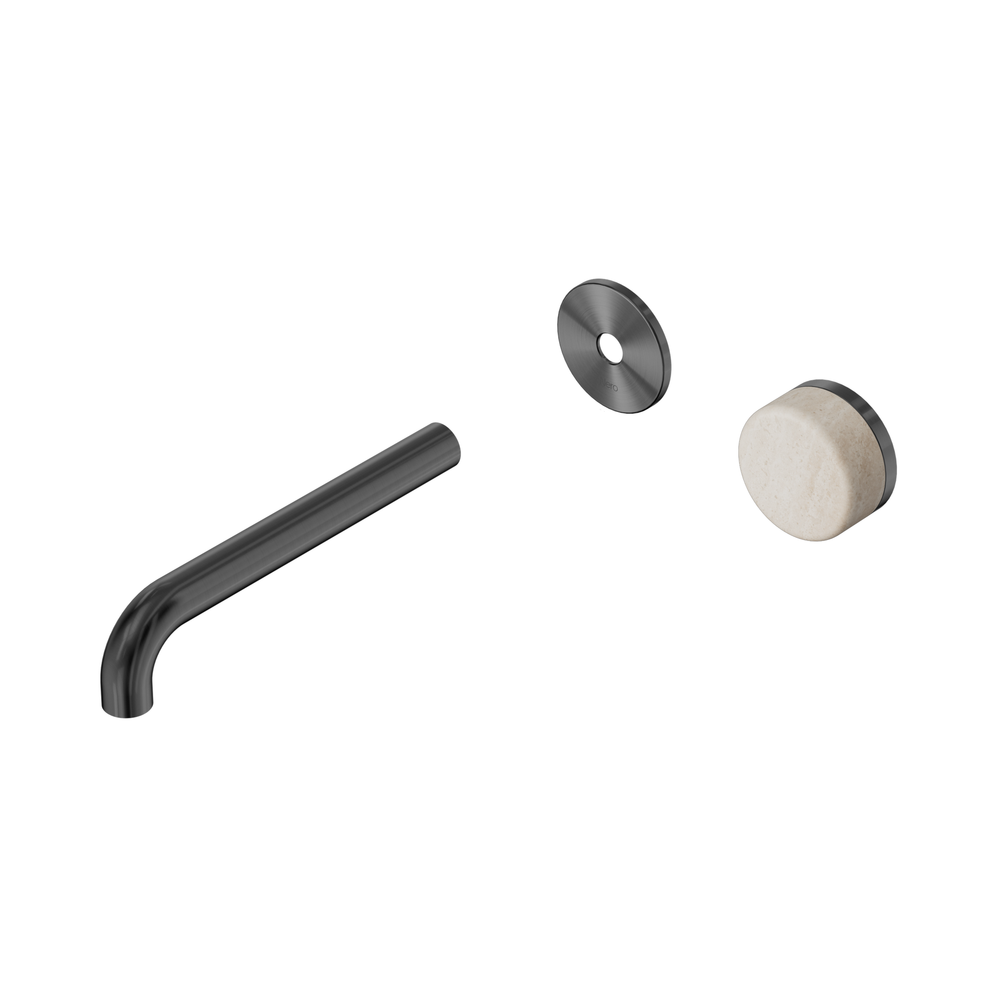 Nero Serenity Progressive Wall Basin Mixer 185mm Spout With Rome Travertine Handle Trim Kit Only, Gun Metal