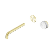 Nero Serenity Progressive Wall Basin Mixer 185mm Spout With Arabescato Corchia Handle Trim Kit Only, Brushed Gold
