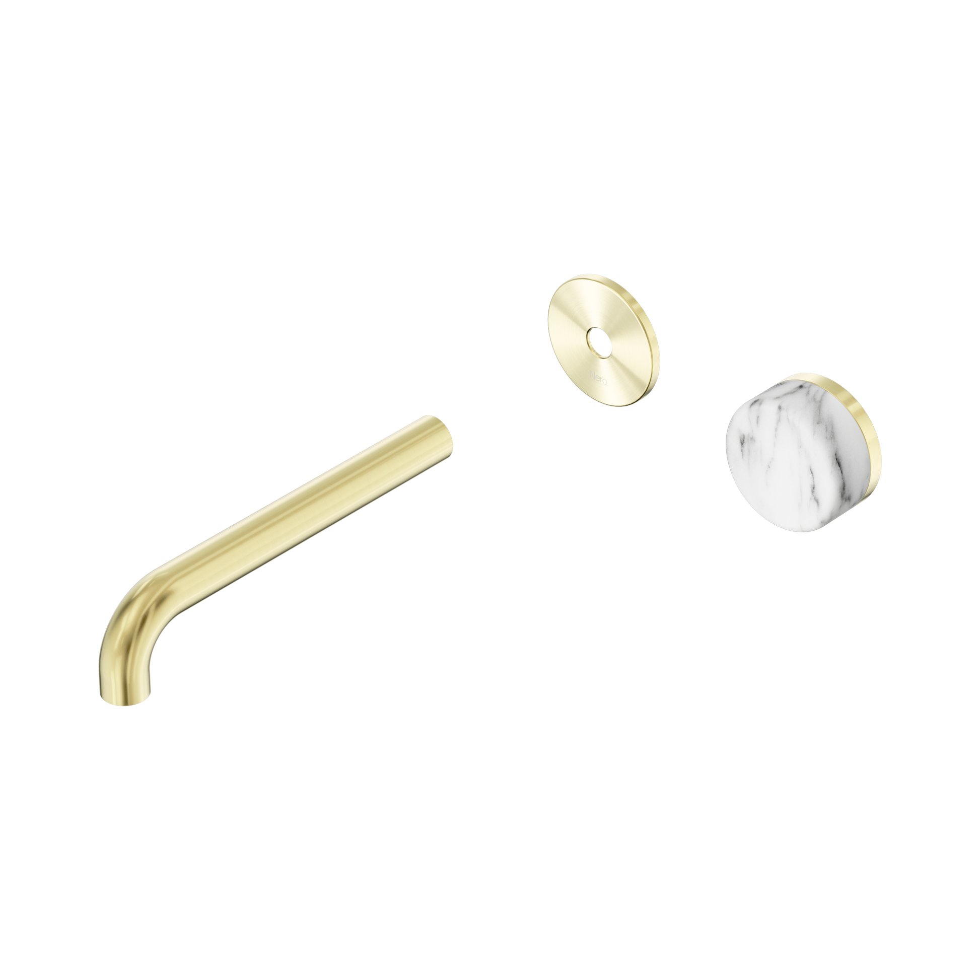 Nero Serenity Progressive Wall Basin Mixer 185mm Spout With Arabescato Corchia Handle Trim Kit Only, Brushed Gold