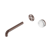 Nero Serenity Progressive Wall Basin Mixer 185mm Spout With Arabescato Corchia Handle Trim Kit Only, Brushed Bronze