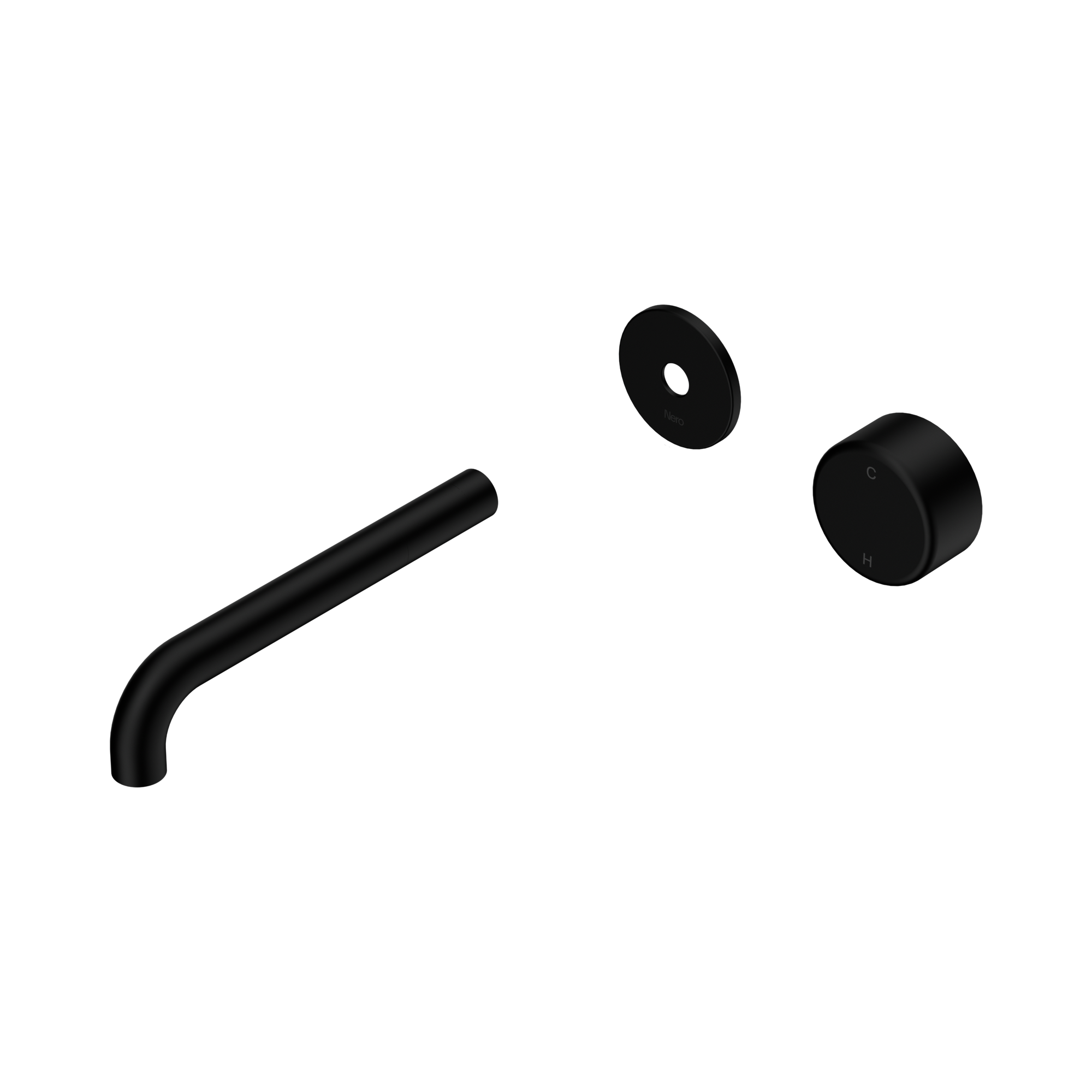 Nero Serenity Progressive Wall Basin Mixer 185mm Spout With Metal Handle Trim Kit Only, Matte Black