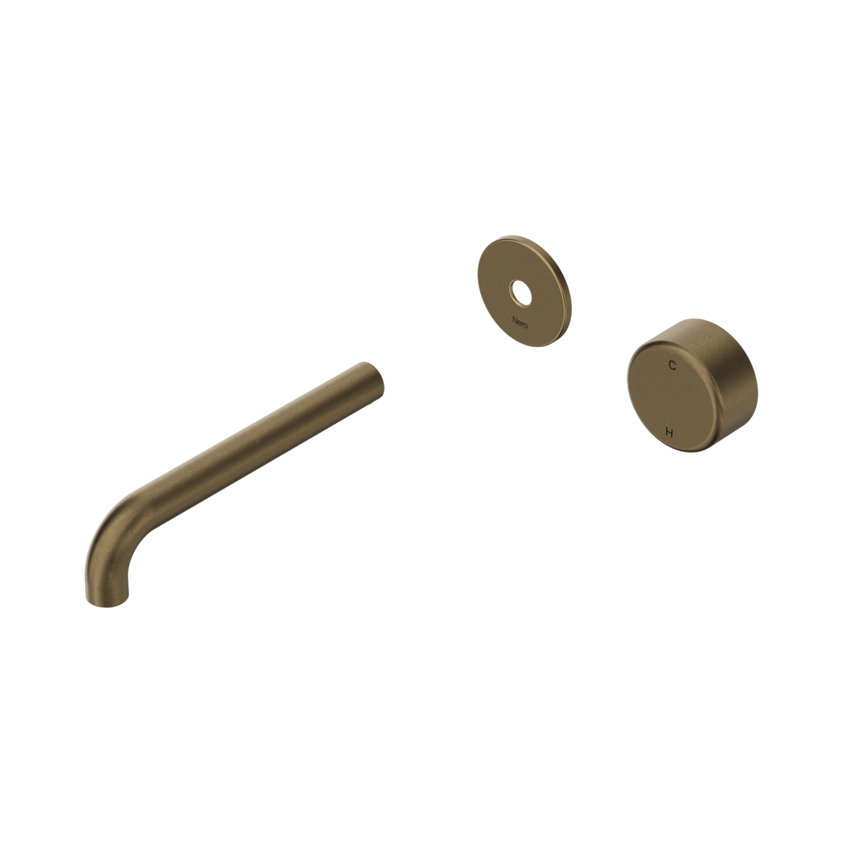 Nero Serenity Progressive Wall Basin Mixer 185mm Spout With Metal Handle Trim Kit Only, Tumbled Antique Brass