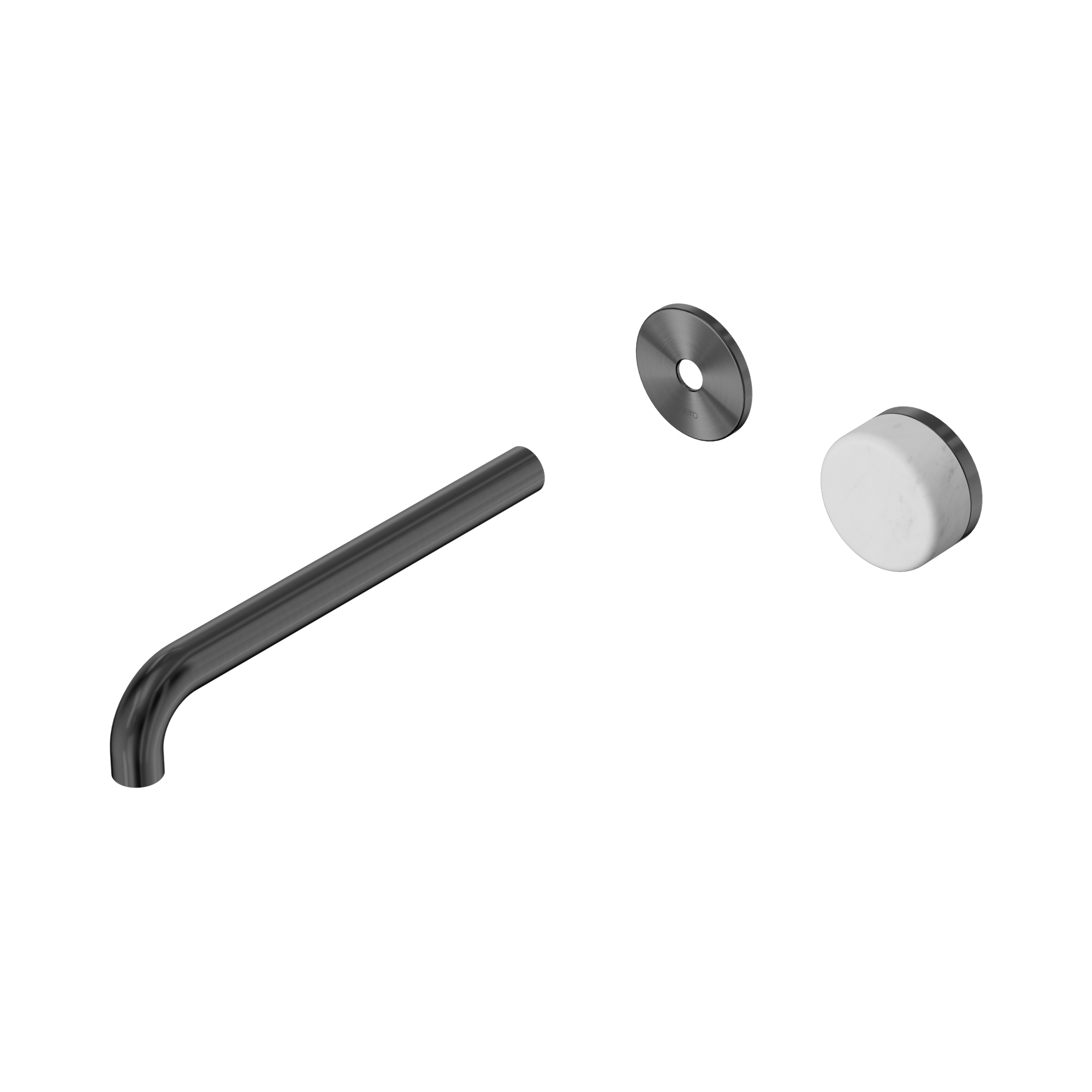 Nero Serenity Progressive Wall Basin Mixer 220mm Spout With Carrara Handle Trim Kit Only, Gun Metal