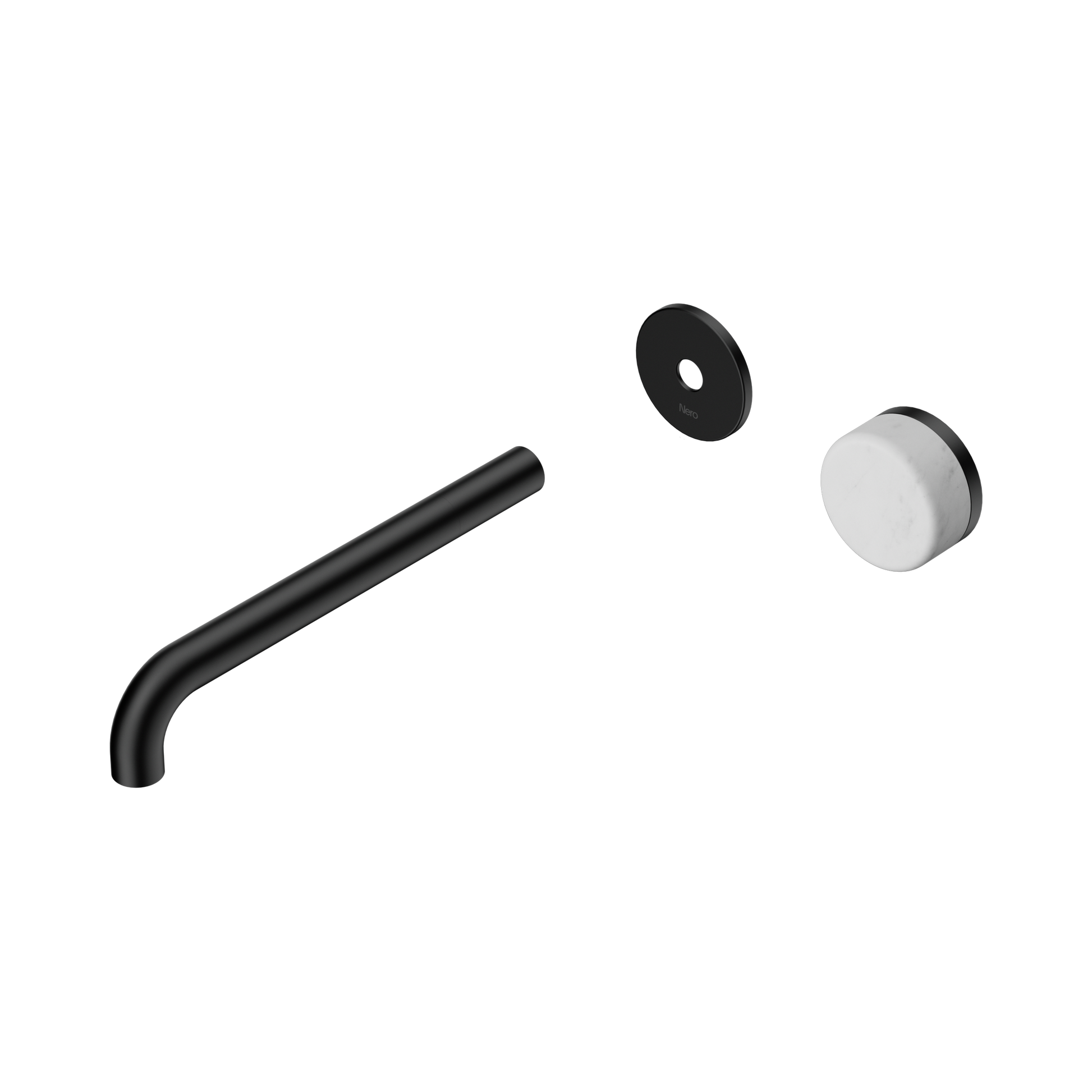 Nero Serenity Progressive Wall Basin Mixer 220mm Spout With Carrara Handle Trim Kit Only, Matte Black